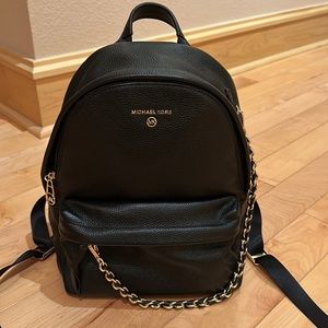 Michael Kors small black leather backpack
